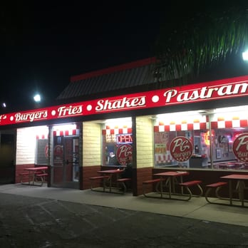 Kasch Graphics - P&G burgers Colton ca refaced lit sign facia window prints and checkered window vallance - Signmaking Near Me - Rialto, California