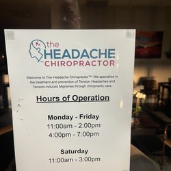 The Headache Chiropractor - Hours
