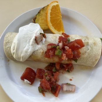 Cafe Stephanie - Breakfast Burrito with roasted veggies, scrambled eggs, caramelized onions, and Swiss cheese @ Cafe Stephanie. - Sandwiches Near Me - Newport, Oregon