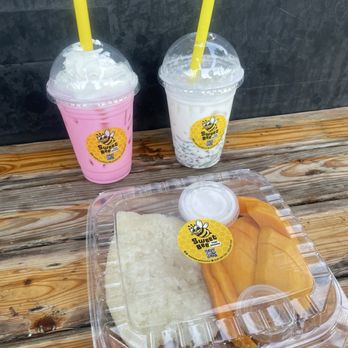 Sweet Bee - Pink drink, pandan jelly noodles with coconut milk, mango sticky rice. - Desserts Near Me - West Covina, California Sweet Bee - Pink drink, pandan jelly noodles with coconut milk, mango sticky rice. - Desserts Near Me - West Covina, California