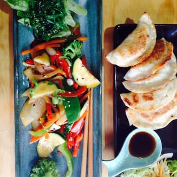 Hako Sushi - Gyoza with a side of veggies... - Sushi Bars Near Me - Prahran, VIC