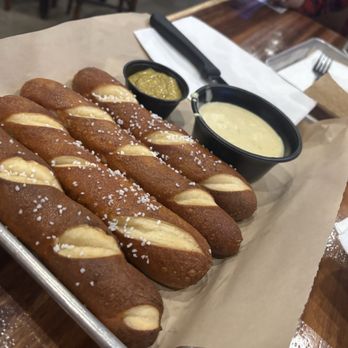 Angry Chair Brewing - Pretzel sticks and beer cheese sauce - Breweries Near Me - Tampa, Florida