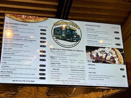 Menu photo 2 The Bus Pizza Simpsonville, SC Menu photo 2 The Bus Pizza Simpsonville, SC