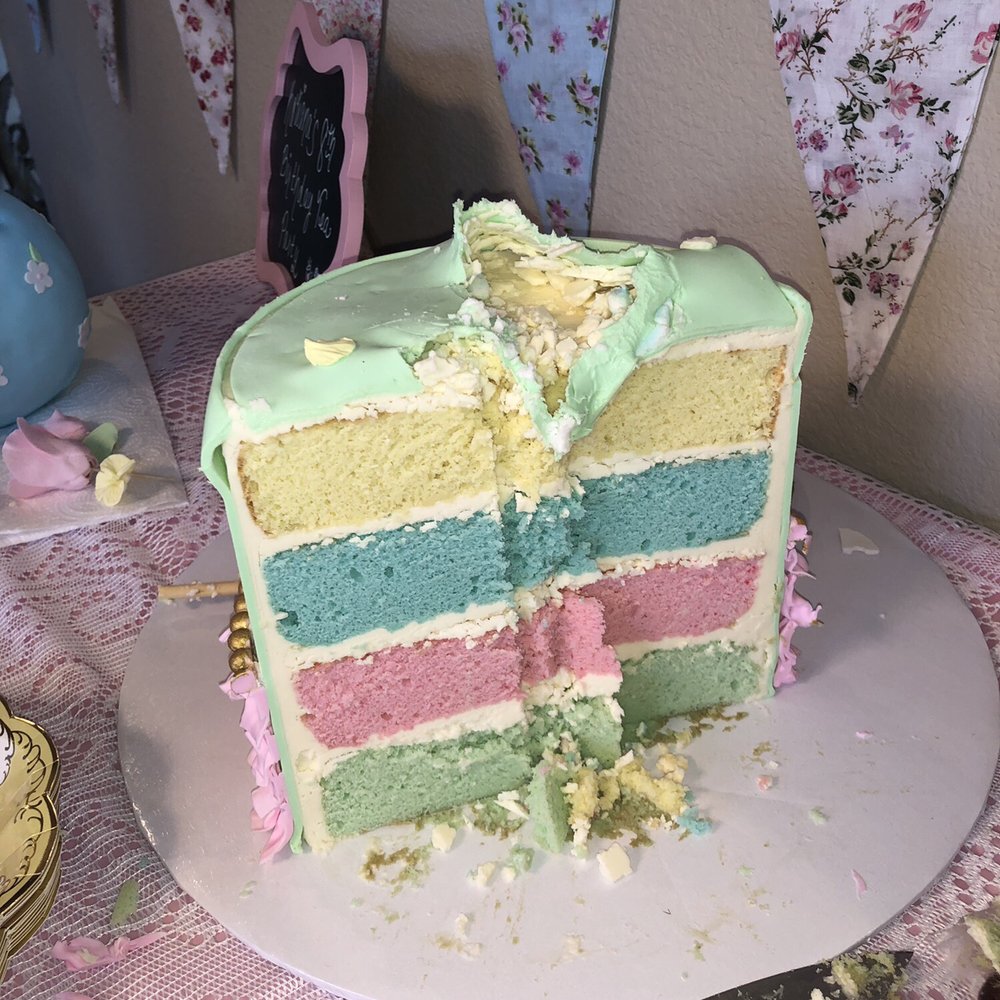 Paris Custom Cakes - Another yummy, delicious and pretty rainbow cake. This time it was part of her tea party cake. - Custom Cakes Near Me Paris Custom Cakes - Another yummy, delicious and pretty rainbow cake. This time it was part of her tea party cake. - Custom Cakes Near Me