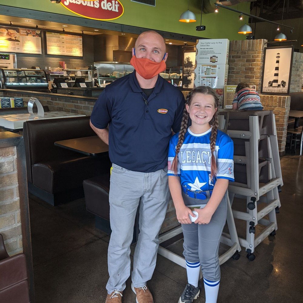 Jason's Deli - Manager Matt with Legacy pitcher Melody - Salad Near Me - League City, Texas Jason's Deli - Manager Matt with Legacy pitcher Melody - Salad Near Me - League City, Texas