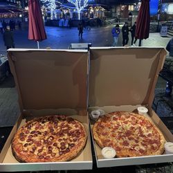 HandleBar - (Left) PEPPERONY 18" w pineapple, (Right) SPICY CALABRESE 18"