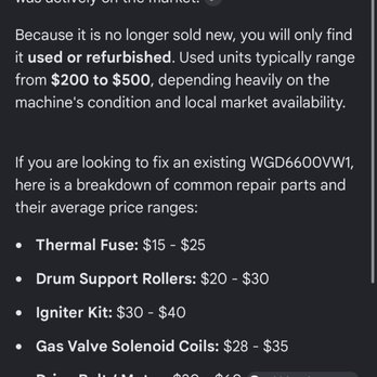 AMPM Appliance Services - But I have the "BMW" of dryers? It's around a 2006. $200- $500 today. But I was charged $450 for a $70 (OEM price) part?! - Appliances & Repair Near Me - Valencia, California AMPM Appliance Services - But I have the "BMW" of dryers? It's around a 2006. $200- $500 today. But I was charged $450 for a $70 (OEM price) part?! - Appliances & Repair Near Me - Valencia, California