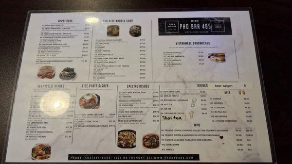 Menu photo 1 Pho Bar 405 Portland, OR