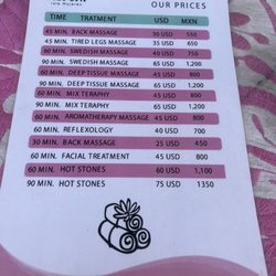 Pily's Massage - Pricing as of 5/23