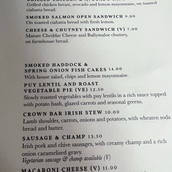 The Crown Liquor Saloon - Menu - Pubs Near Me - Belfast, BFS