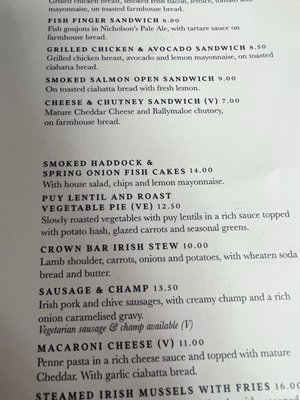 Menu photo 3 The Crown Liquor Saloon Belfast, BFS