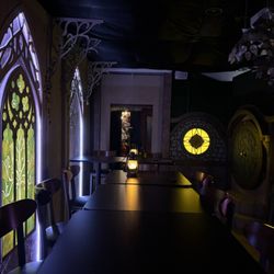 Cool Middle Earth themed room with lots of seating! Plenty of board games available to play as well