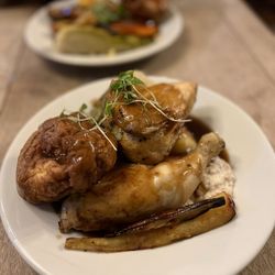 Duchy Arms - They sadly sold out of the Sunday Roast Herb Beef so I got the chicken and my uncle got pork belly. It was all SO GOOD!
