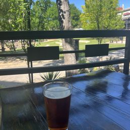 Drinking a fresh pour on the patio. Drinking a fresh pour on the patio.
