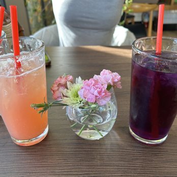 Brown Butter - Left: homemade strawberry lemon soda Right: Miracle Blue iced - Desserts Near Me - Danville, California Brown Butter - Left: homemade strawberry lemon soda Right: Miracle Blue iced - Desserts Near Me - Danville, California