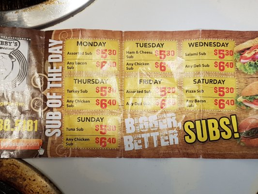 Menu photo 6 Chubby's Subs Toronto, ON
