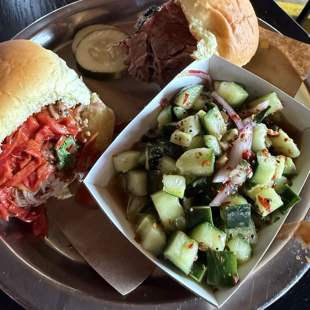 Dinosaur Bar-B-Que - Power couple with spicy cucumber salad which - Barbeque Near Me - Troy, New York Dinosaur Bar-B-Que - Power couple with spicy cucumber salad which - Barbeque Near Me - Troy, New York