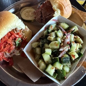 Dinosaur Bar-B-Que - Power couple with spicy cucumber salad which - Barbeque Near Me - Troy, New York