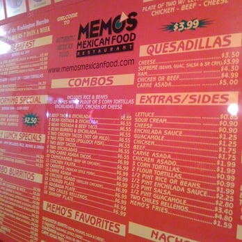 Memo's Mexican Food Restaurant - the Menu - Mexican Near Me - Everett, Washington