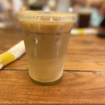 Shepherd Artisan Coffee - Iced latte with macadamia nut milk and pistachio syrup - Cafes Near Me - Miami Beach, Florida