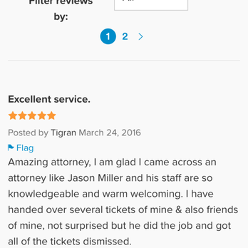 Fix A Ticket - Excellent legal service. Avvo review of Jason R. Miller criminal defense lawyer - DUI Law Near Me - Los Angeles, California
