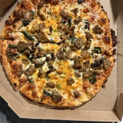 Domino's Pizza - Build your own - Italian sausage, 3 cheese, spinach, and mushrooms