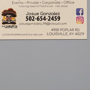 La Cabanita - a photo of a business card - Mexican Near Me - Louisville, Kentucky La Cabanita - a photo of a business card - Mexican Near Me - Louisville, Kentucky