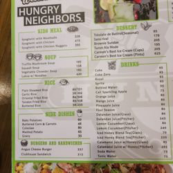 Hungry Neighbors - Meals and regular drinks menu