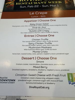 Menu photo 1 Le Crepe Royal Oak, MI