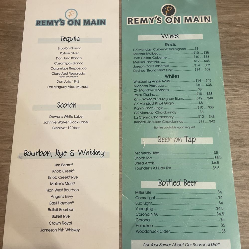 Remy’s on Main - Drink menu - Breakfast & Brunch Near Me - Bradenton, Florida