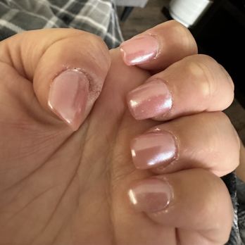 River Nail & Spa - Want chrome pink with short squat and I got this bulky mess with bubbles on the middle finger - Nail Salons Near Me - Rowlett, Texas