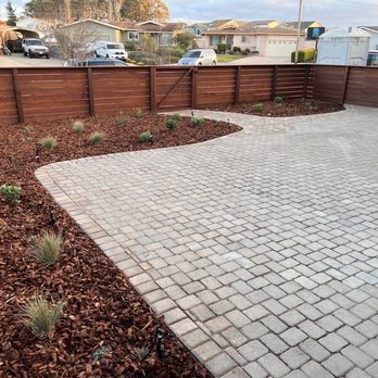 LM Landscaping - Inside front gate with pavers and drip irrigation - Landscaping Near Me