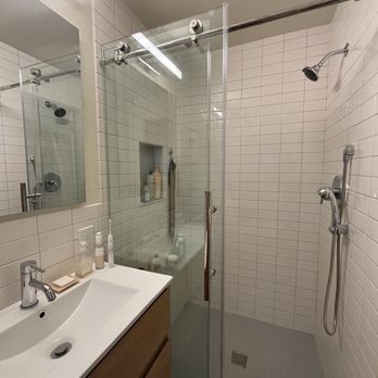 NW Expert Builders - New walk in shower with sliding glass door - Decks & Railing Near Me - Seattle, Washington