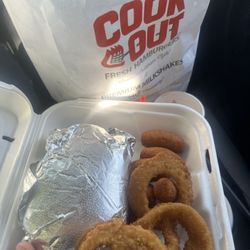 Cook Out - Onion rings and hush puppies