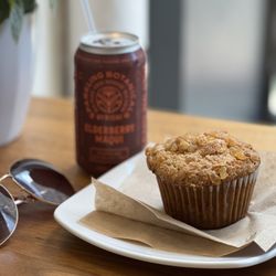 Deeper Roots Coffee - Ginger and mixed berry muffin