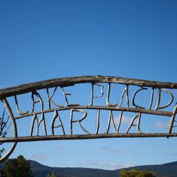 Entrance to customer parking, just off Mirror Lake Dr in Lake Placid, NY