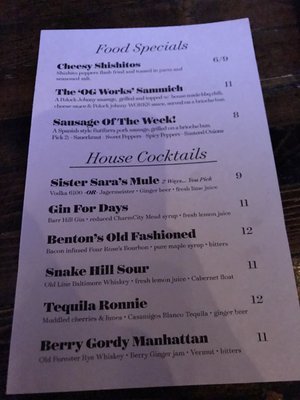 Menu photo 7 Snake Hill Baltimore, MD