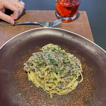 Ariston Bar - Tagliolini in white meat sauce with black truffle - Venetian Near Me - Cortina d'Ampezzo, BL