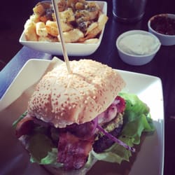 Handmade Burger Co. - Very nice avocado & smokey bacon beef burger with rosemary & sea salt chips...topped it off with a butterscotch milkshake