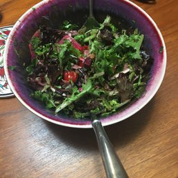Herby green salad w/ my additions of TSH pickled beets, TJ's marinated artichoke hearts cut up and cherry tomatoes, also cut up