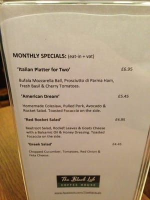 Menu photo 4 'The Black Lab' Coffee House London, XGL Menu photo 4 'The Black Lab' Coffee House London, XGL