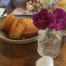 Pan seared cornbread w/ cherry butter Pan seared cornbread w/ cherry butter