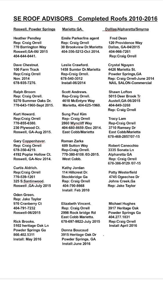 Slide of Southeast Roof Advisors