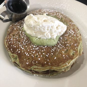 Bea Bea's - Green monster pancakes (green tea, white chocolate chips, whipped cream) - Coffee & Tea Near Me - Burbank, California Bea Bea's - Green monster pancakes (green tea, white chocolate chips, whipped cream) - Coffee & Tea Near Me - Burbank, California