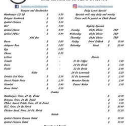 The Burger Bistro - Menu