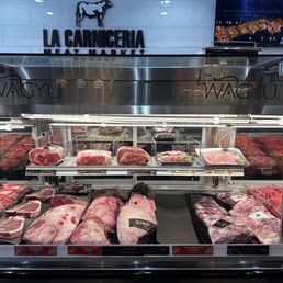 a display of raw meat