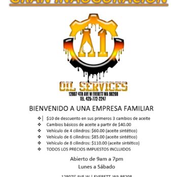 A1 Oil Services - Oil Change Stations Near Me - Everett, Washington A1 Oil Services - Oil Change Stations Near Me - Everett, Washington