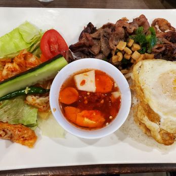 Pho Tau Bay - Grilled pork over rice with soup & salad, and a sunny side up egg (C8) - Vietnamese Near Me - San Jose, California