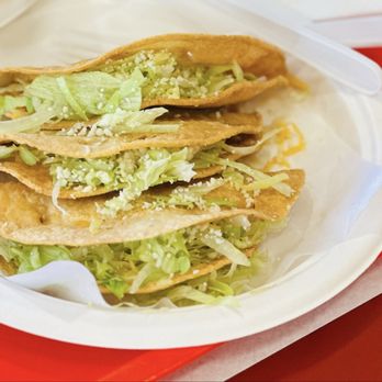 Bravos Taco Shop - Beef crunchy tacos for happy hour and she said it was okay.  Not enough meat, too crispy, light cheese inside only.  She gave it a 3 - Mexican Near Me - Sacramento, California