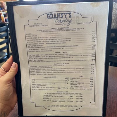 Menu photo 4 Granny's Country Cafe Visalia, CA